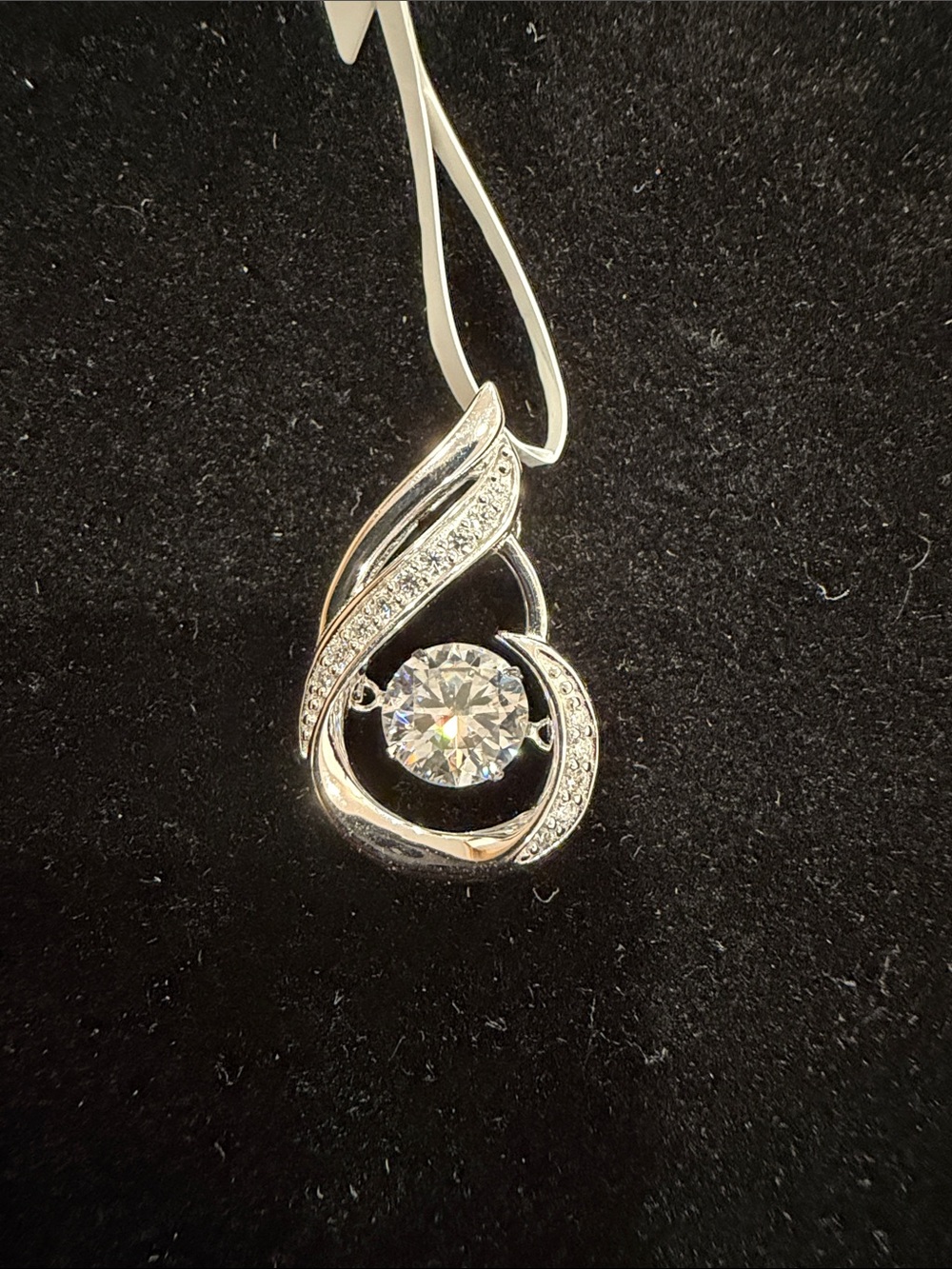 $280 Retail 1.10 Carats Dancing Moissanite Pendant in 925 Sterling Silver